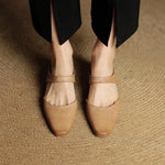 Cavie Genuine Leather Square-Toe Mules