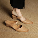 Cavie Genuine Leather Square-Toe Mules