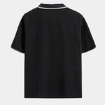 Timeless Black V-Neck Polo - Cross & Crown