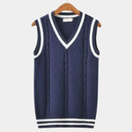 V Neck Elegant Knit Vest - Cross & Crown