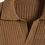 V-Neck Polo Pullover Ribbed - Cross & Crown